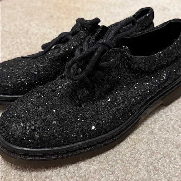 Topshop Sparkly Black Lace-Up Shoes size 8.5 - Picture 6 of 6